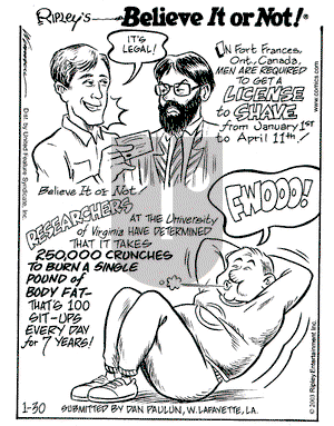 Ripley's Believe It or Not on Thursday January 30, 2003 Comic Strip