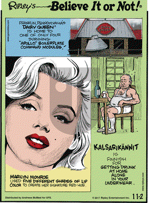 Ripley's Believe It or Not on Thursday November 2, 2017 Comic Strip