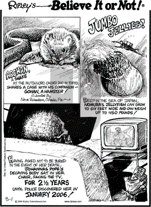 Ripley's Believe It or Not on Wednesday March 1, 2006 Comic Strip