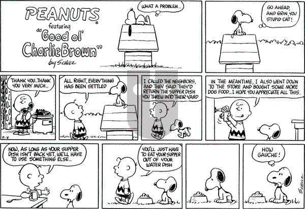 Peanuts - Sunday September 8, 1968 Comic Strip