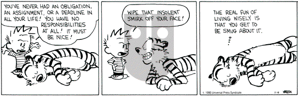 Calvin and Hobbes on Monday November 19, 1990 Comic Strip