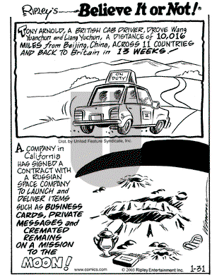 Ripley's Believe It or Not on Friday January 31, 2003 Comic Strip