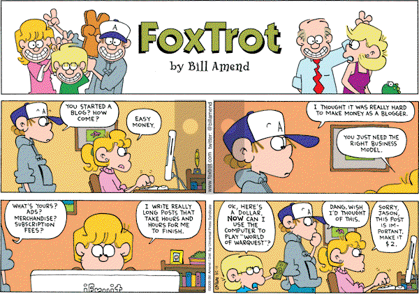 FoxTrot on Sunday November 29, 2009 Comic Strip