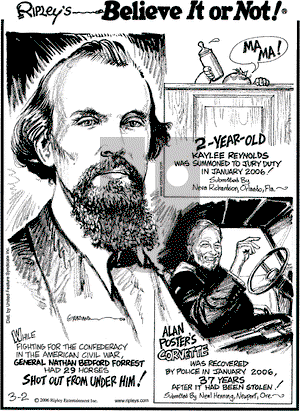 Ripley's Believe It or Not on Thursday March 2, 2006 Comic Strip