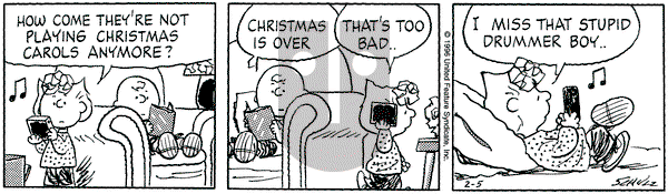 Peanuts on Monday February 5, 1996 Comic Strip