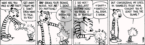 Calvin and Hobbes - Wednesday March 15, 1989 Comic Strip