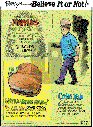 Ripley's Believe It or Not on Wednesday August 17, 2016 Comic Strip