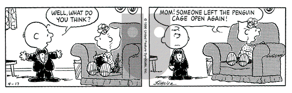 Peanuts on Wednesday April 17, 1996 Comic Strip