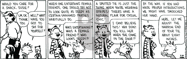 Calvin and Hobbes - Friday March 24, 1995 Comic Strip