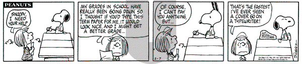 Peanuts - Thursday February 7, 1974 Comic Strip
