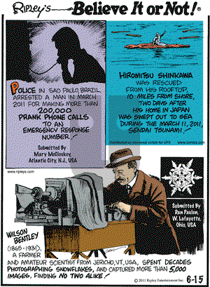 Ripley's Believe It or Not on Wednesday June 15, 2011 Comic Strip