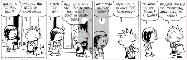 Calvin and Hobbes on Monday February 22, 1993 Comic Strip