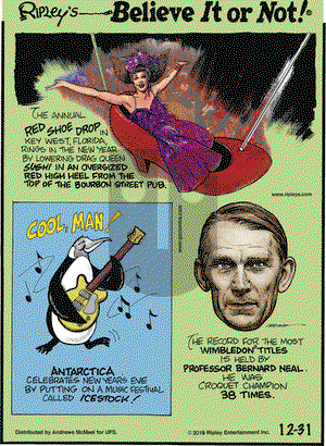 Ripley's Believe It or Not on Tuesday December 31, 2019 Comic Strip