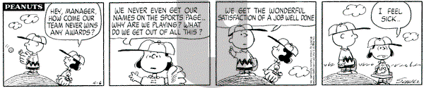 Peanuts on Tuesday April 6, 1971 Comic Strip