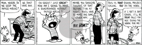Calvin and Hobbes on Friday November 21, 2014 Comic Strip