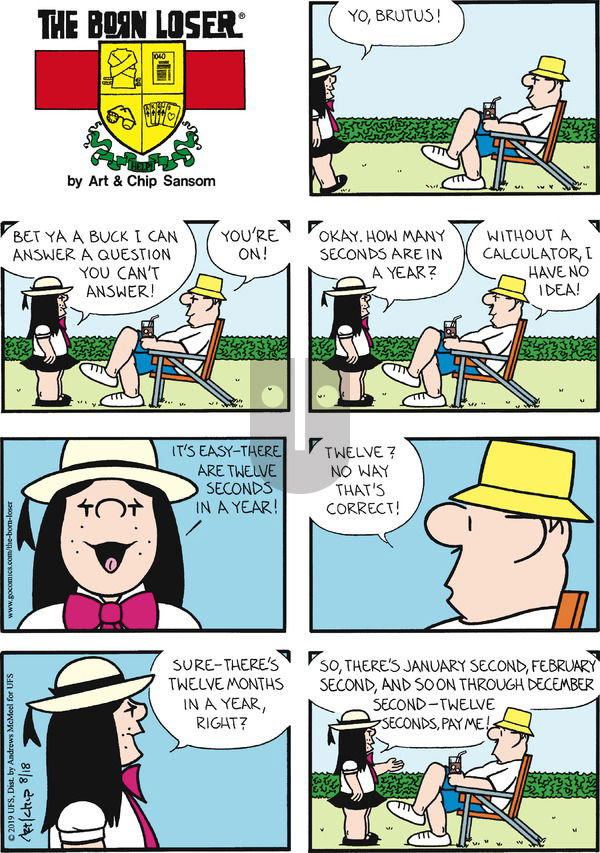 The Born Loser on Sunday August 18, 2019 Comic Strip
