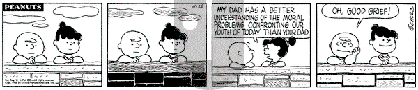 Peanuts on Monday April 28, 1958 Comic Strip