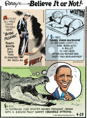 Ripley's Believe It or Not on Thursday April 23, 2015 Comic Strip