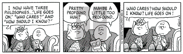Peanuts - Saturday August 3, 1996 Comic Strip