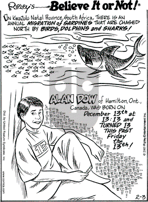 Ripley's Believe It or Not on Monday February 3, 2003 Comic Strip