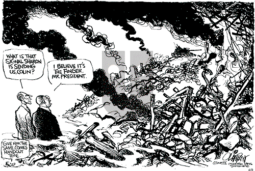 Pat Oliphant on Tuesday April 9, 2002 Comic Strip