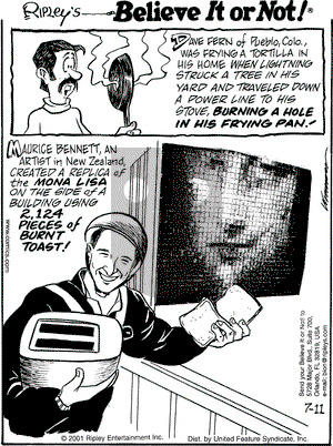 Ripley's Believe It or Not - Wednesday July 11, 2001 Comic Strip
