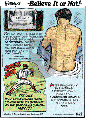Ripley's Believe It or Not on Friday August 21, 2015 Comic Strip