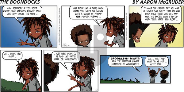 The Boondocks on Sunday October 7, 2001 Comic Strip