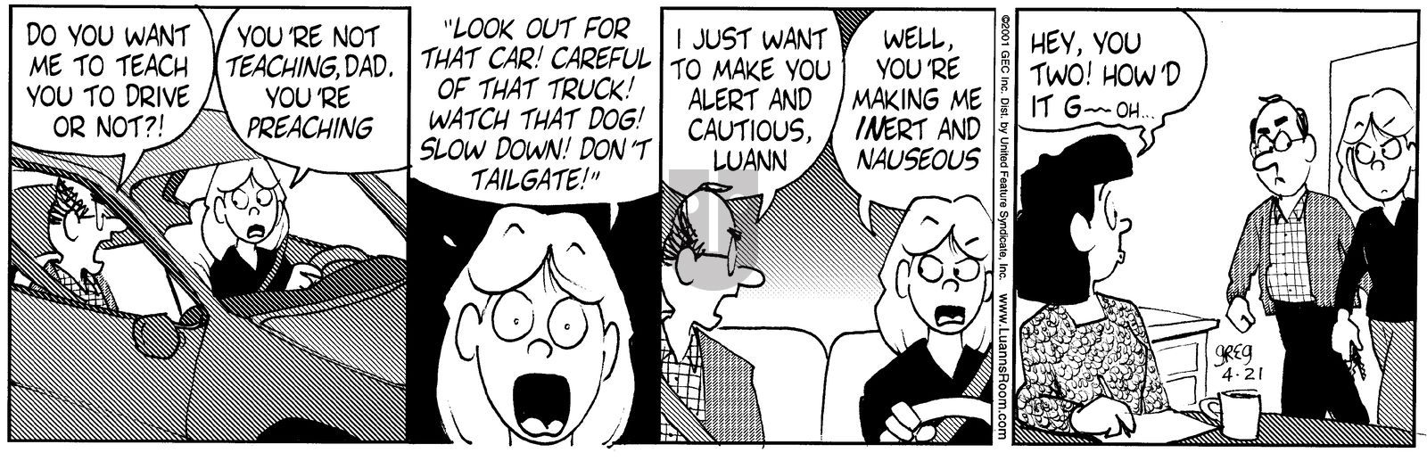 Luann - Saturday April 21, 2001 Comic Strip