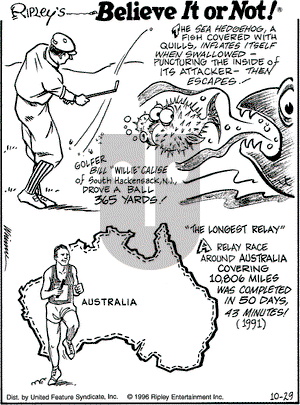 Ripley's Believe It or Not on Tuesday October 29, 1996 Comic Strip