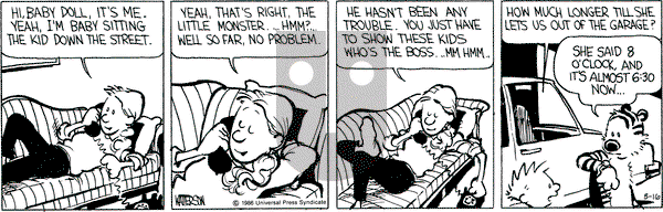 Calvin and Hobbes on Friday May 16, 1986 Comic Strip