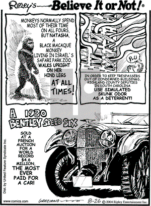 Ripley's Believe It or Not on Thursday August 26, 2004 Comic Strip