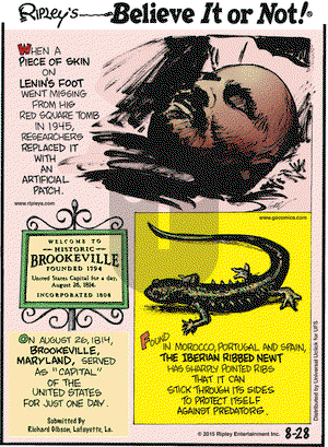 Ripley's Believe It or Not on Friday August 28, 2015 Comic Strip