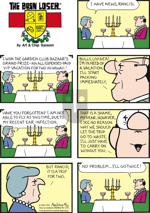 The Born Loser on Sunday August 13, 2023 Comic Strip