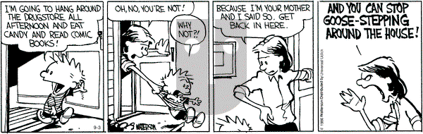 Calvin and Hobbes - Saturday September 3, 2016 Comic Strip