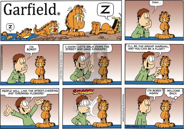 Garfield on Sunday October 9, 2011 Comic Strip