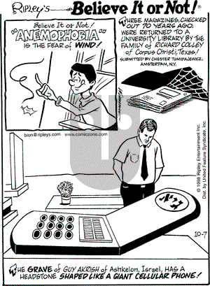 Ripley's Believe It or Not on Wednesday October 7, 1998 Comic Strip