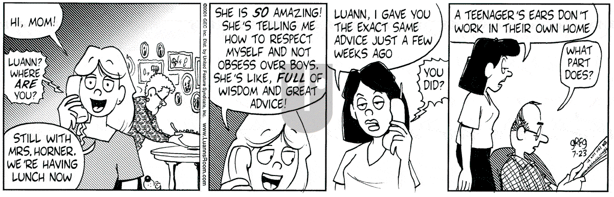 Luann - Monday July 23, 2001 Comic Strip