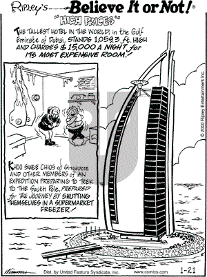 Ripley's Believe It or Not on Friday January 21, 2000 Comic Strip