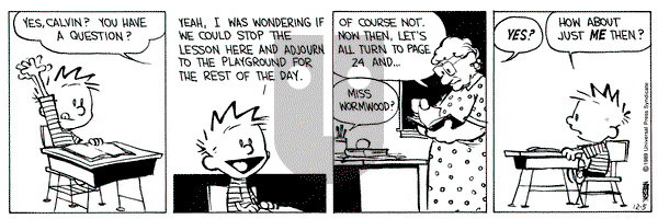 Calvin and Hobbes on Tuesday December 5, 1989 Comic Strip