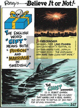 Ripley's Believe It or Not on Friday February 27, 2015 Comic Strip