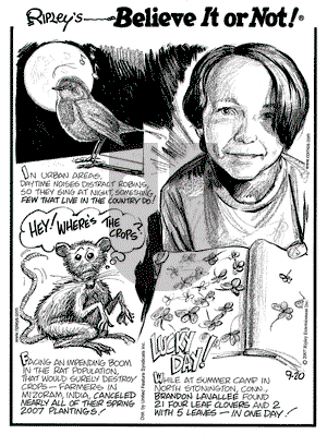 Ripley's Believe It or Not on Thursday September 20, 2007 Comic Strip