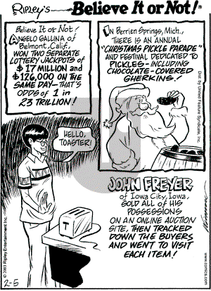 Ripley's Believe It or Not on Wednesday February 5, 2003 Comic Strip