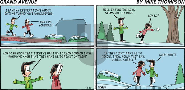 Grand Avenue on Sunday November 19, 2023 Comic Strip