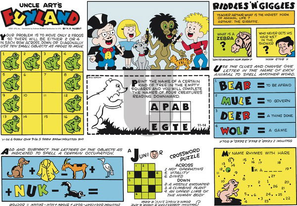 Uncle Art's Funland on Sunday November 14, 2021 Comic Strip