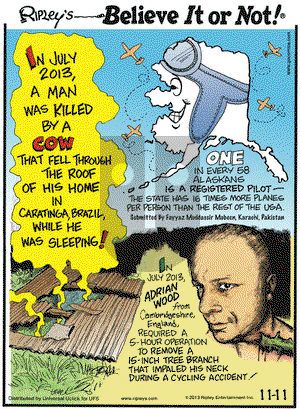 Ripley's Believe It or Not on Monday November 11, 2013 Comic Strip