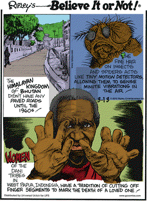 Ripley's Believe It or Not on Tuesday March 13, 2012 Comic Strip