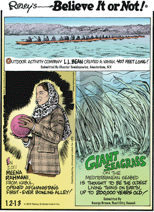 Ripley's Believe It or Not on Thursday December 13, 2012 Comic Strip