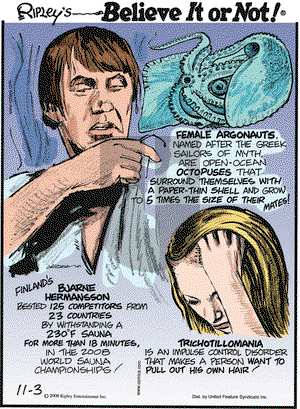 Ripley's Believe It or Not on Monday November 3, 2008 Comic Strip