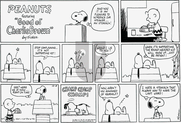 Peanuts - Sunday December 8, 1974 Comic Strip